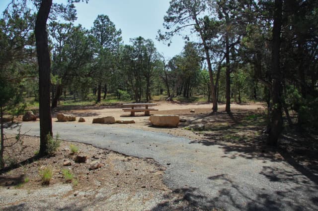 Picnic table, fire pit, and park spot, Mather Campground