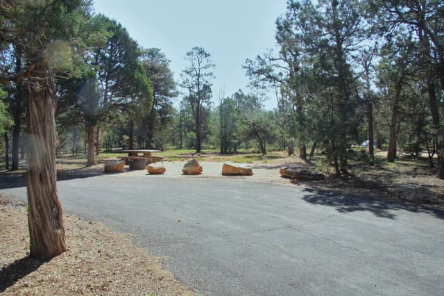 Picnic table, fire pit, and park spot, Mather Campground