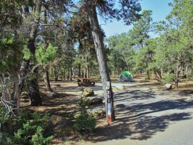 Picnic table, fire pit, and park spot, Mather Campground