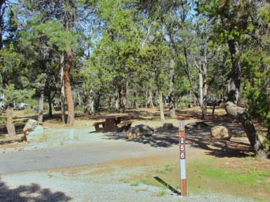 Picnic table, fire pit, and park spot, Mather Campground