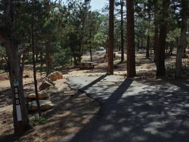 Picnic table, fire pit, and park spot, Mather Campground