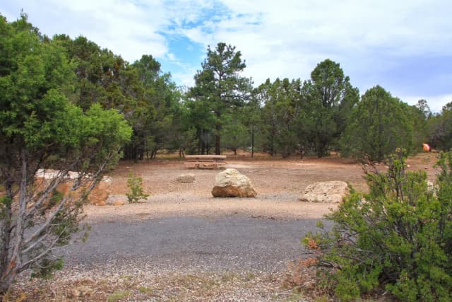 Picnic table and parking spot, Mather Campground