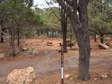 Picnic table, fire pit, and parking spot, Mather Campground