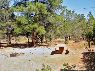 Picnic table, fire pit, and parking spot, Mather Campground