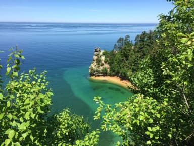 A view of Miners Castle at viewing platform