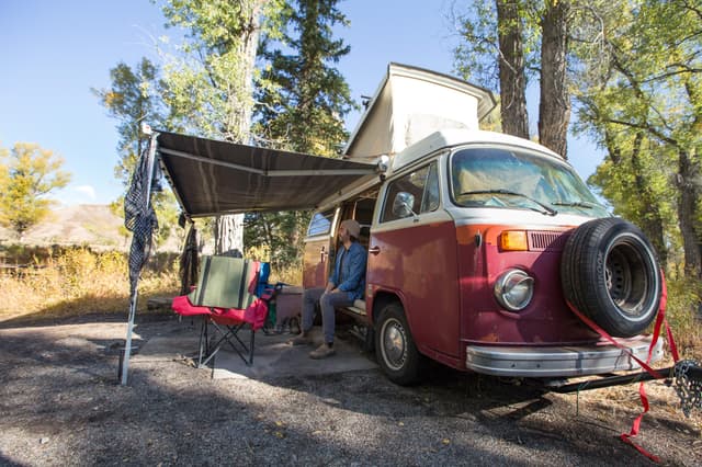 Camper van at the Gros Ventre Campground