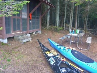 Paddlers at Beaver Island Shelter