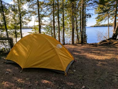 Lane Cove Campground on the edge of Lake Superior