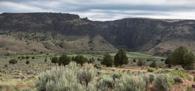 Afternoon view into the canyon of the Three Forks Recreation Site