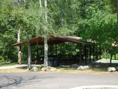 Group Shelter showing picnic tables and grills