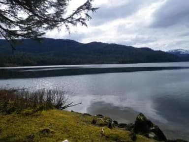 Virginia Lake Cabin scenery with water and mountains
