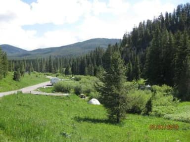 LANGOHR CAMPGROUND - campground road with pine trees & camper