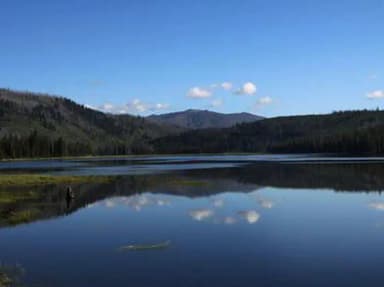 Upper Payette Lake on a calm morning.