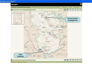 Map of Arches National park, Devils Garden Campground