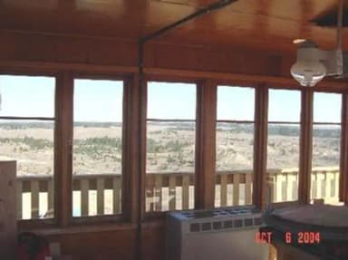 A view from inside Diamond Butte Lookout