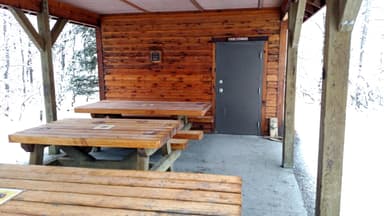 Exit Glacier Campground cook shelter closeup