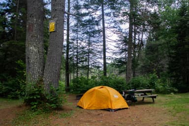 A tent pitched at Wassataquoik campsite
