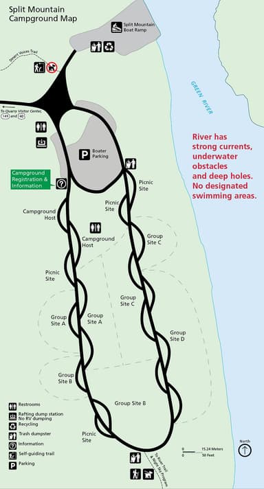 Split Mountain Campground Map, Split Mountain Group Campground