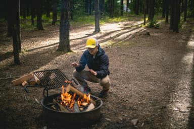 Campfire at Bowman Lake Campground