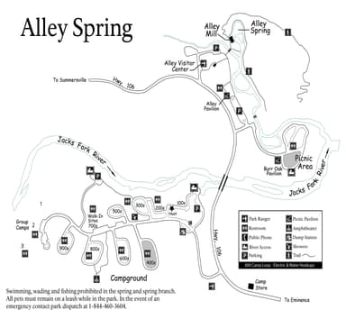 Alley Spring Campground Map, Alley Spring