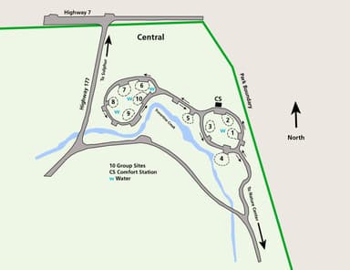 Central Campground map, Central Group Camp (Chickasaw)