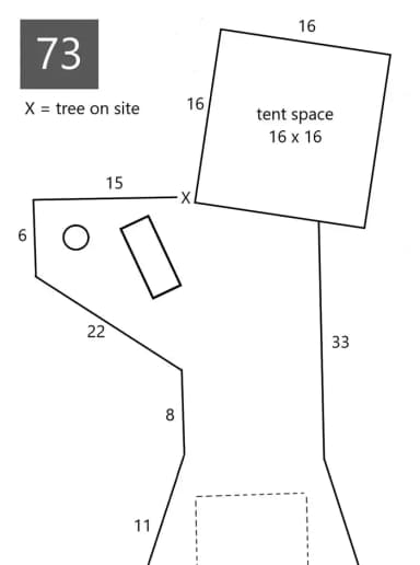 Site #73 Layout, Upper · Site 73 at D.H. Day Campground