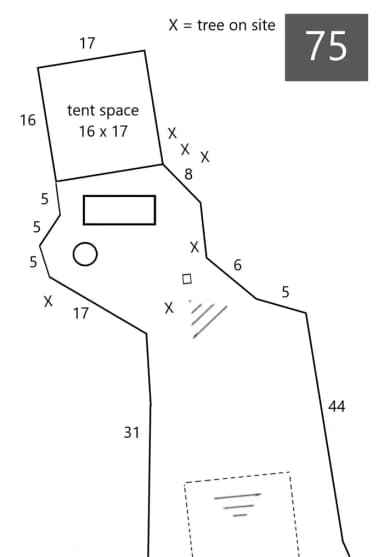 Site #75 Layout, Upper · Site 75 at D.H. Day Campground