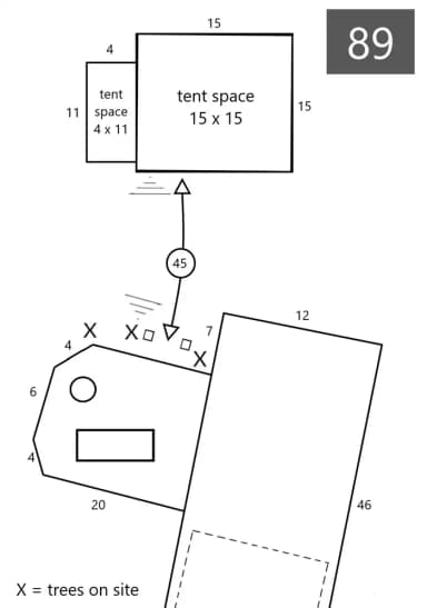 Site #89 Layout, Lower · Site 89 at D.H. Day Campground