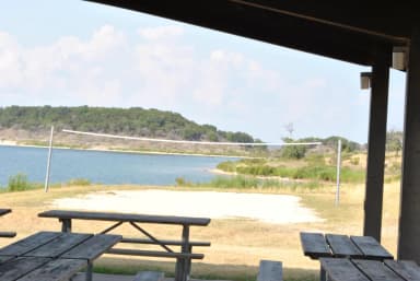 Volleyball Court at Island View Pavilion, filed by the agency against 2 campsites at Stillhouse