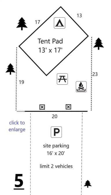 Site #5 Layout, Generator · Site 05 at D.H. Day Campground