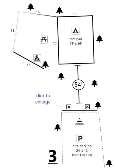 Site #3 Layout, Generator · Site 03 at D.H. Day Campground