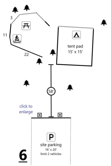 Site #6 Layout, Generator · Site 06 at D.H. Day Campground