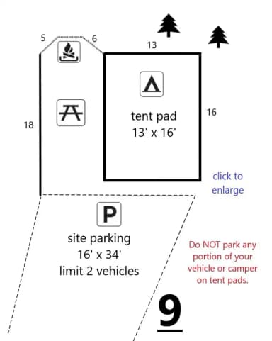 Site #9 Layout, Generator · Site 09 at D.H. Day Campground