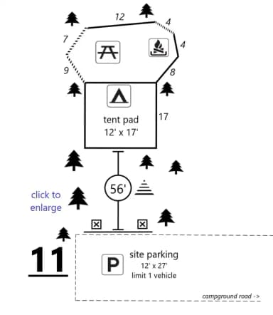 Site #11 Layout, Generator · Site 11 at D.H. Day Campground