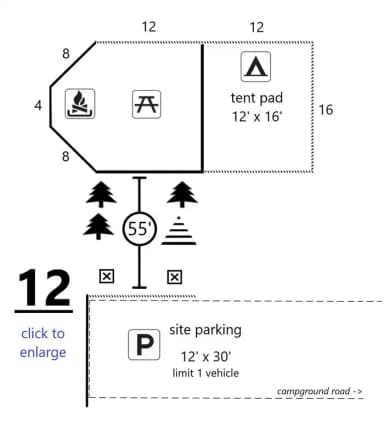 Site #12 Layout, Generator · Site 12 at D.H. Day Campground