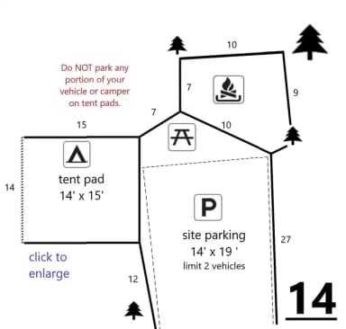 Site #14 Layout, Generator · Site 14 at D.H. Day Campground