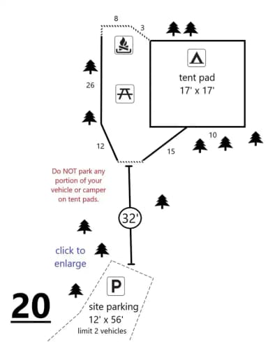 Site #20 Layout, Generator · Site 20 at D.H. Day Campground