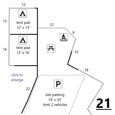 Site #21Layout, Generator · Site 21 at D.H. Day Campground