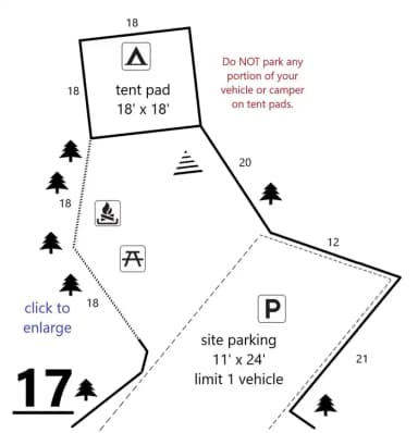 Site #17 Layout, Generator · Site 17 at D.H. Day Campground