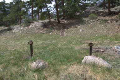 Site 227 - beginning of trail to site, filed by the agency against 2 campsites at Rocky Mountain National Park Moraine Park Campground