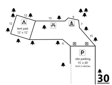 Site #30 Layout, Generator · Site 30 at D.H. Day Campground