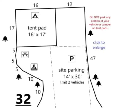 Site #32 Layout, Upper · Site 32 at D.H. Day Campground
