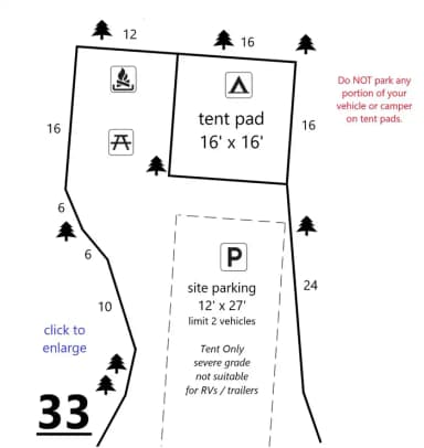 Site #33 Layout, Upper · Site 33 at D.H. Day Campground