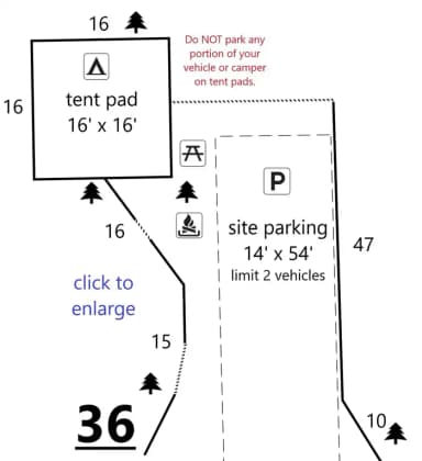 Site #36 Layout, Upper · Site 36 at D.H. Day Campground