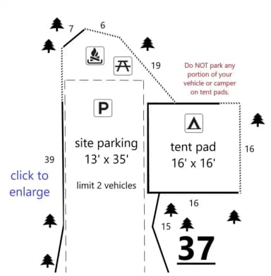 Site #37 Diagram, Upper · Site 37 at D.H. Day Campground