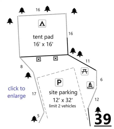 Site #39 Layout, Upper · Site 39 at D.H. Day Campground