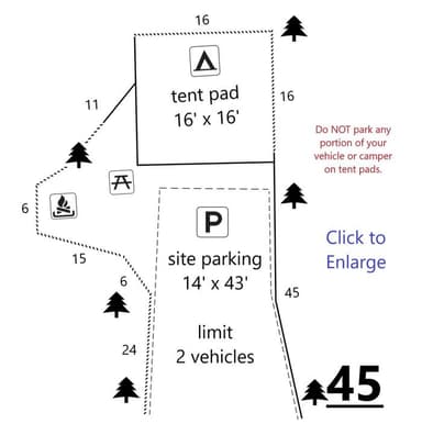 Site #45 Layout, Upper · Site 45 at D.H. Day Campground