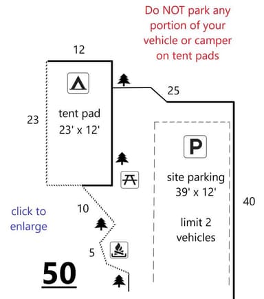 Site #50 Layout, Upper · Site 50 at D.H. Day Campground