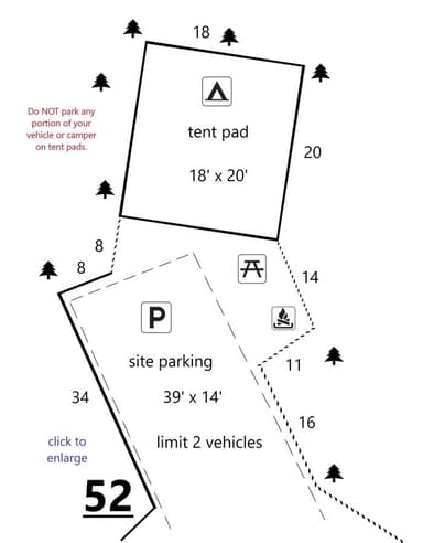 Site #52 Layout, Upper · Site 52 at D.H. Day Campground