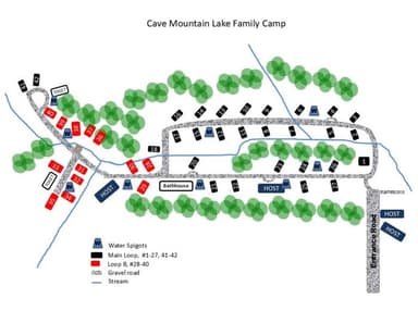 Campground Map, Site G1 at Cave Mountain Lake Group Camp